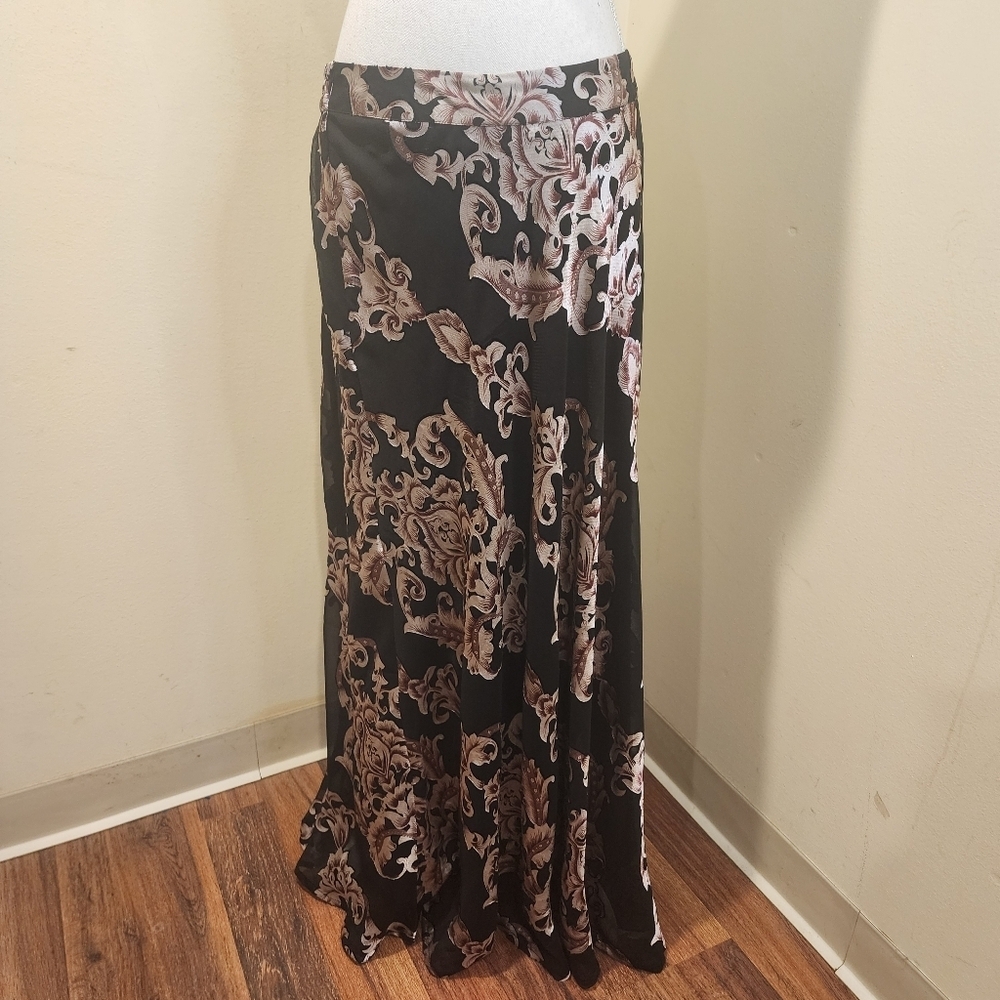 ROZ AND ALI Floral Flare Maxi skirt size L - Picture 2 of 8